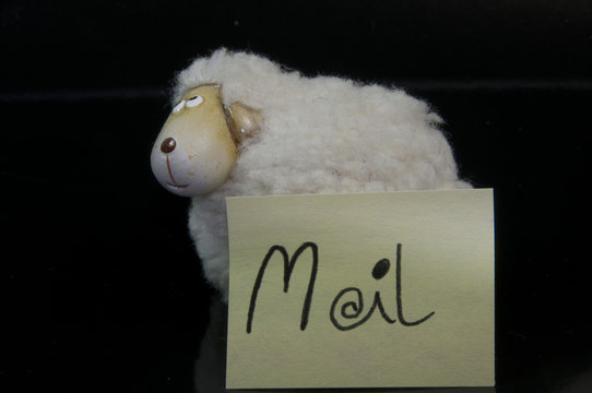 Schaf mit Mail Schild dunkel