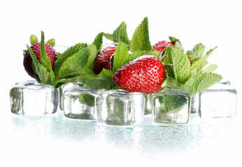 fraise, menthe et glace