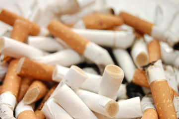 Ashtray full of cigarette butts