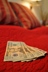 money on the bed