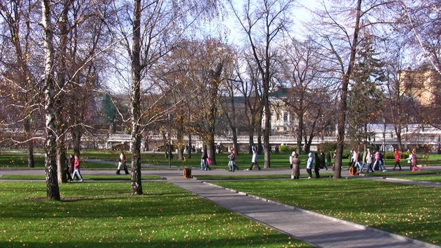 People in Aleksandrovsky Garden.  in Moscow