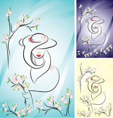 vector image «the woman in the Spring Garden»