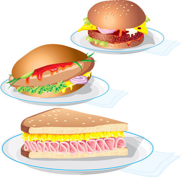vector image is «fast food». The food on the plate.