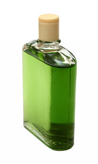 old bottle with green cologne