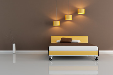 minimal brown bedroom -rendering