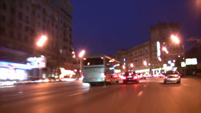 driving on evening street