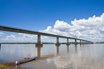 Fototapeta na wymiar 2nd Thai - Lao Friendship bridge, Mukdahan province, Thailand