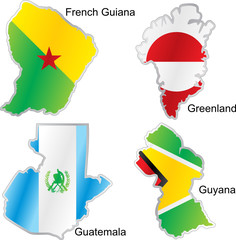 isolated american flags in map shape