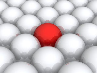 Red ball within white ones
