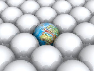 Earth within white balls