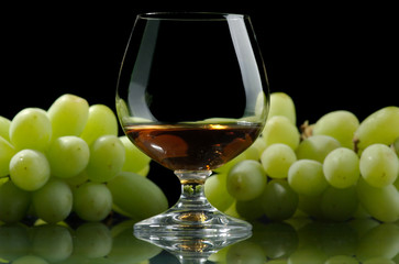 Cognac and grapes