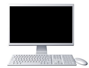 Contemporary desktop computer with blank screen