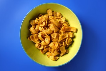 Fried corn golden snack in plate