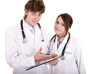 Fototapeta premium Doctor and nurse with folder.