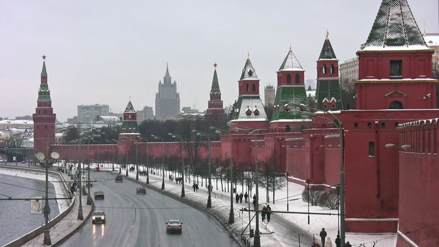 Kremlin wall and towers in Moscow