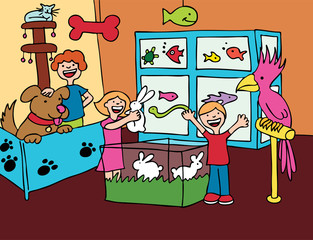 Obraz premium Pet Store Kids