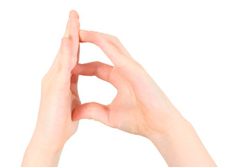 hands represents letter B from alphabet