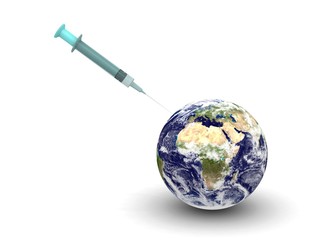 Earth with syringe