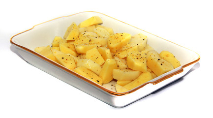 sliced potato on the dish