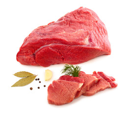 fresh beef on white background
