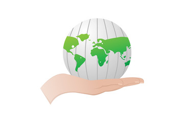 Globe on hand vector illustration