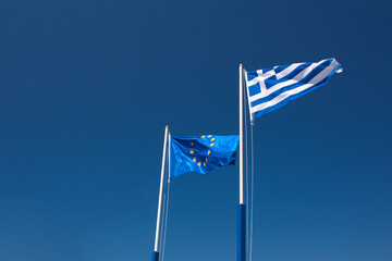 EU and Greece flags