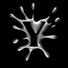 Liquid metal letter Y - alphabet symbol