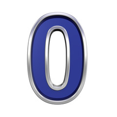 One digit from blue glass with chrome frame alphabet set