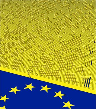 EU at the entrance of huge labyrinth