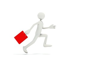 Running man with bag isolated on white