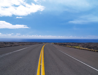 Fototapeta premium Straight road at Kilauea volcano,Hawaii