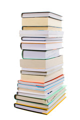 Pile of books isolated on white background