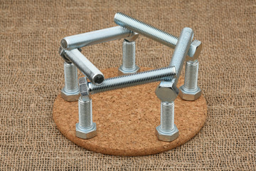 Composition of ten bolts against a sacking