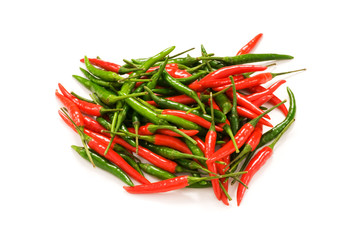 Red chili peppers isolated on the white