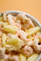 Salad made of shrimps and pineapples