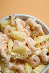 Salad made of shrimps and pineapples