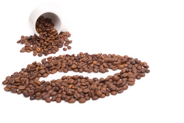 Cup and coffee beans