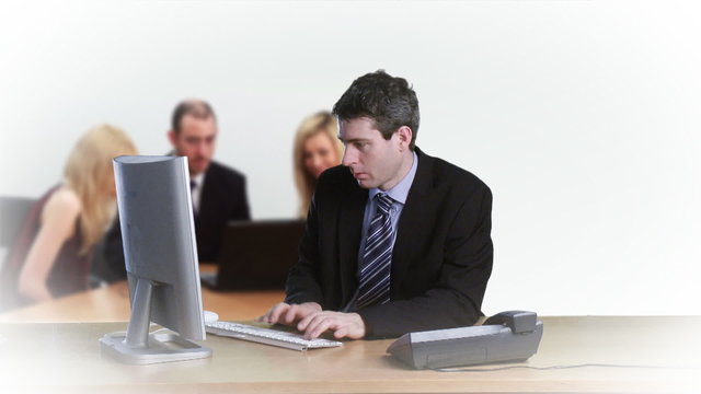 Businessman working during a meeting