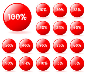 Set of vector aqua style red discount buttons.
