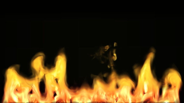 Close-up of fire and flames on a black background