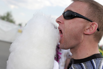 Man with candy floss