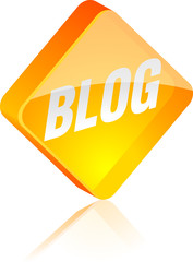 Blog glass button. Vector illustration.