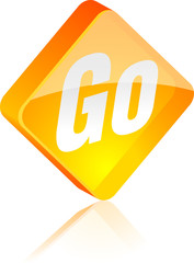 Go glass button. Vector illustration.