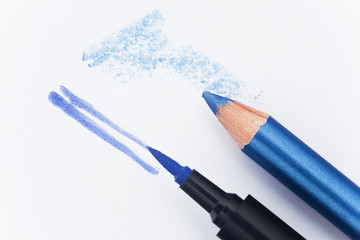 Blue eyeliner an pencil