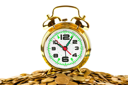 Alarm clock and coins