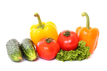 Fresh vegetables on white background. Diet concept.