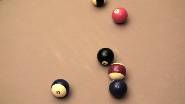 Pool 8 ball break high angle V2 - HD