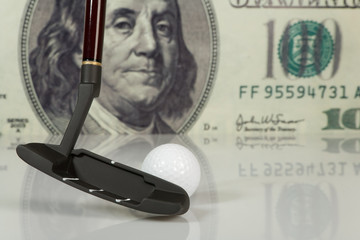Golf  on big dollar background - 14345596