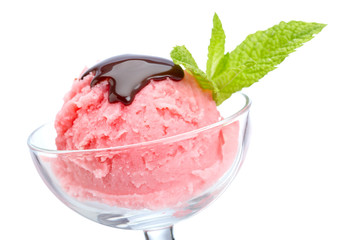 Delicious raspberries ice cream