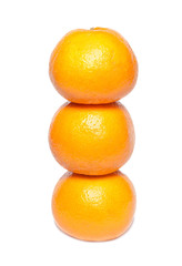 Row of orange mandarins
